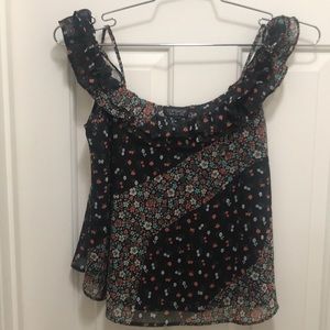 Topshop floral blouse, size 6, 100% Polyester